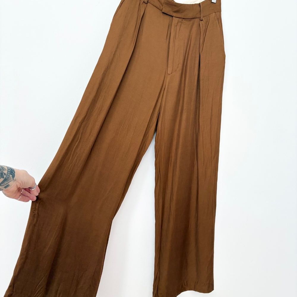Zara contrast lining wide leg trousers - Picture 4 of 5